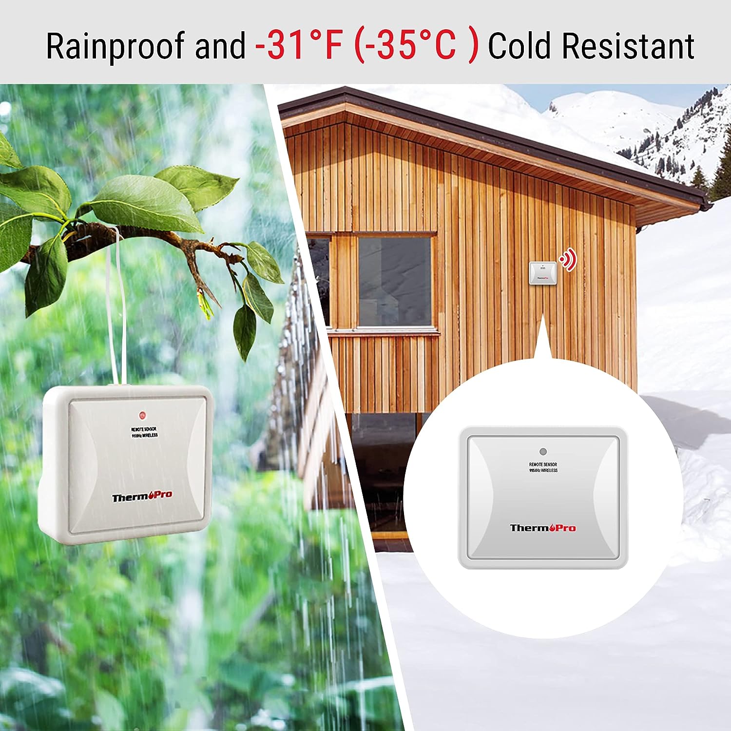 ThermoPro TP67B Waterproof Weather Station Wireless Indoor Outdoor Thermometer Digital Hygrometer Barometer with Cold-Resistant and Waterproof Temperature Monitor, 500ft Range