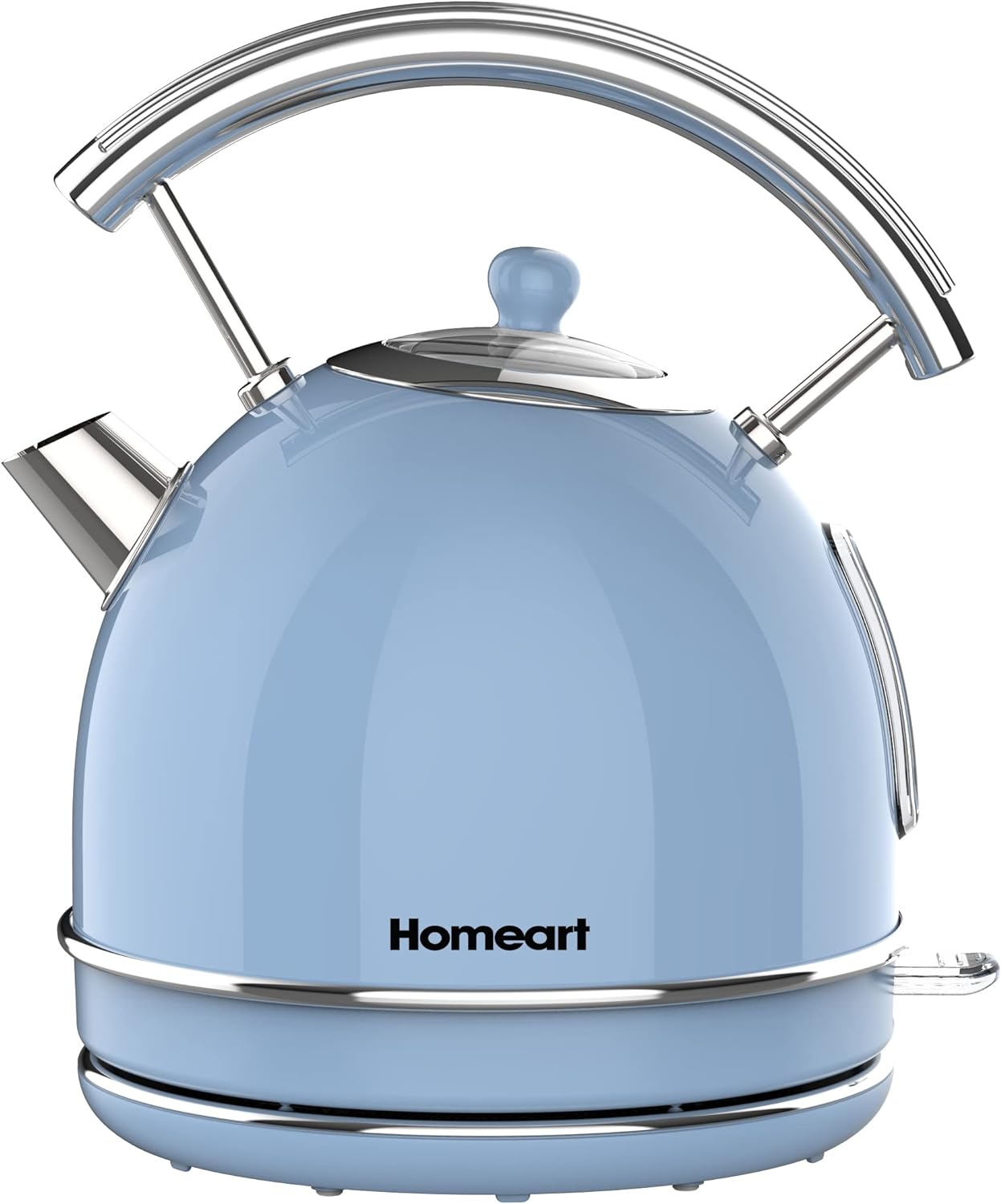 Homeart Alyssa Dome Retro Electric Cordless Kettle - Stainless Steel With Removable Filter, Fast Boiling and Auto Shut-off - 1.7L Capacity, Powder Blue