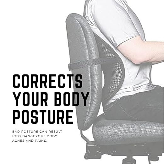 Koga, Comfortable Adjustable Breathable Cool Black Mesh Lumbar Back Support Fit All Types Office Chair Car Seat