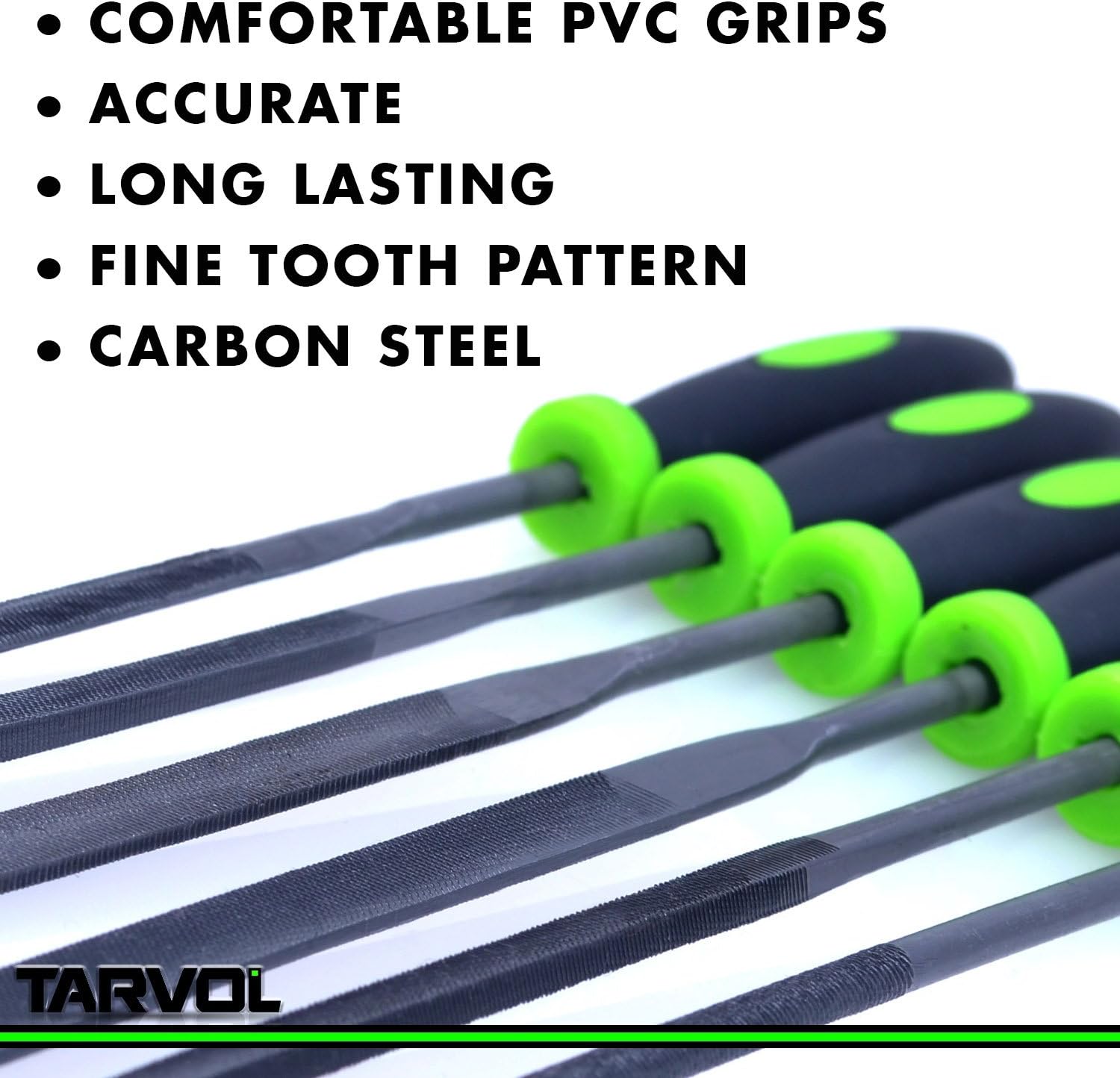Tarvol Needle File Set Hardened Alloy Strength Steel - Mini Needle File Set Includes Flat, Flat Warding, Square, Triangular, Round, And Half Round, 100 Pack