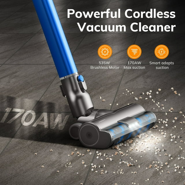PUPPYOO Cordless Stick Vacuum T12 Pure, 30 Kpa Suction 60 Minutes for Multiple Floor Types