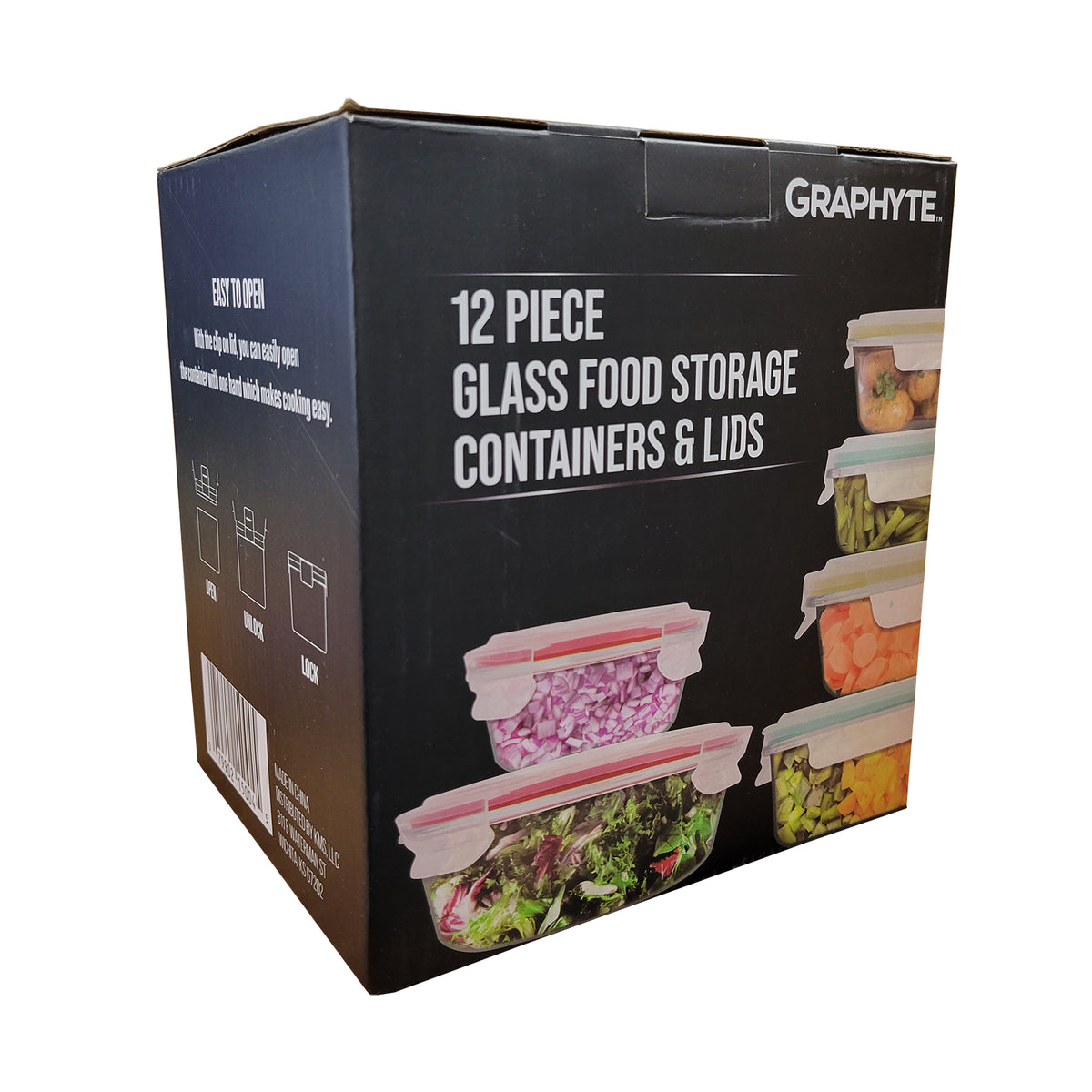 Graphyte Glass Food Storage Containers with Lids Airtight 12 Pieces, Glass Storage Containers with Lids for Food