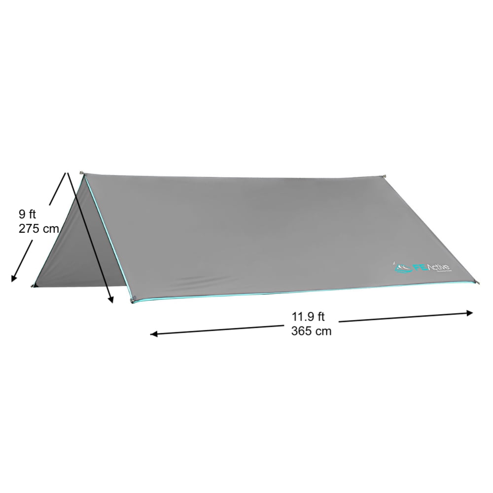 FE Active Rain Fly Canopy Tent, Large Tarp 12' x 9' with 380T Ripstop 5000mm Waterproof Coating for Rain & Wind Protection