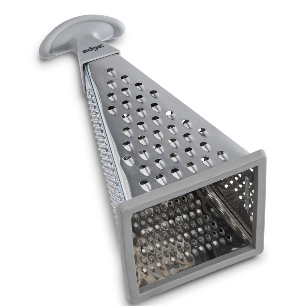 Edge Stainless Steel 4 Sided Cone Grater with Silicone Non Skid Base and TPR Handles, Charcoal