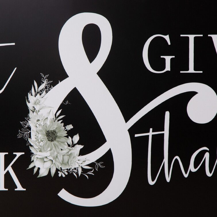 Wood Wall Art with "Eat Drink, Give Thanks" Writing Design Painted Black Finish