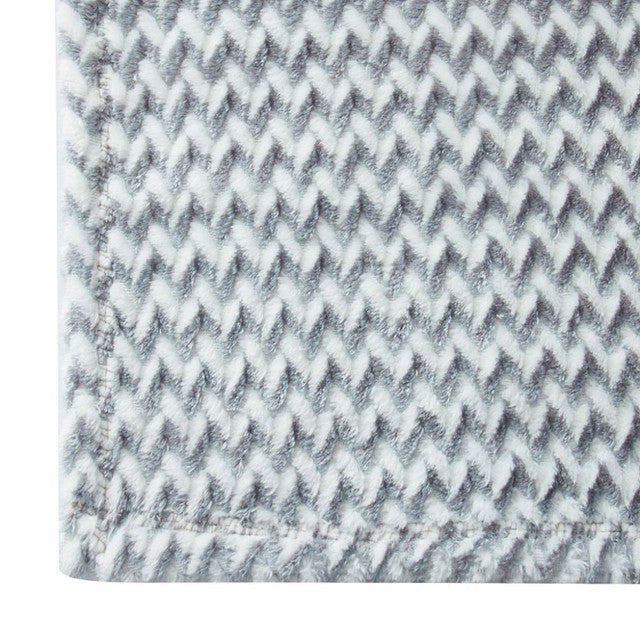 Perry Ellis Portfolio Gray Enzo Chevron Jacquard Queen Blanket