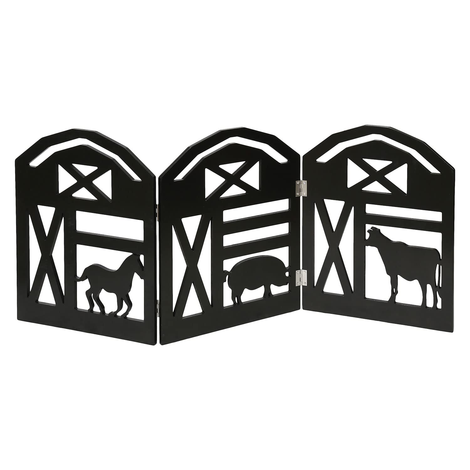 Indoor/Outdoor Wood Barnyard Freestanding Foldable Adjustable 3-Section Pet/Baby Gate