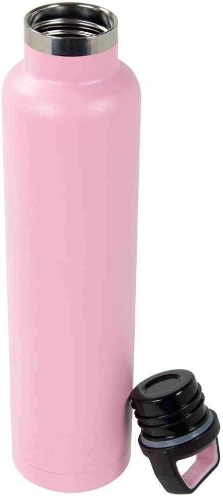 RTIC 26 oz Vacuum Insulated Water Bottle, Metal Stainless Steel Double Wall Insulation, BPA Free Reusable, Leak-Proof Thermos Flask for Hot and Cold Drinks, Travel, Sports, Camping, Flamingo Matte