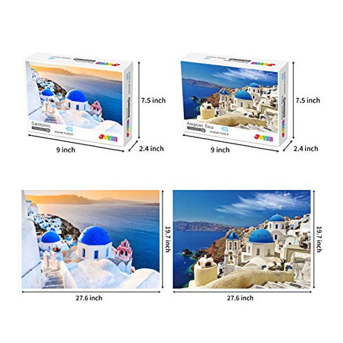 JOYIN 2-1 Santorini and Aegean Jigsaw Puzzle 1000 Piece, 12 Pack