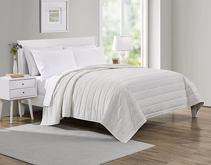 Tahari Home Ultra-Soft Quilted Velvet Bedding, Off White, Queen