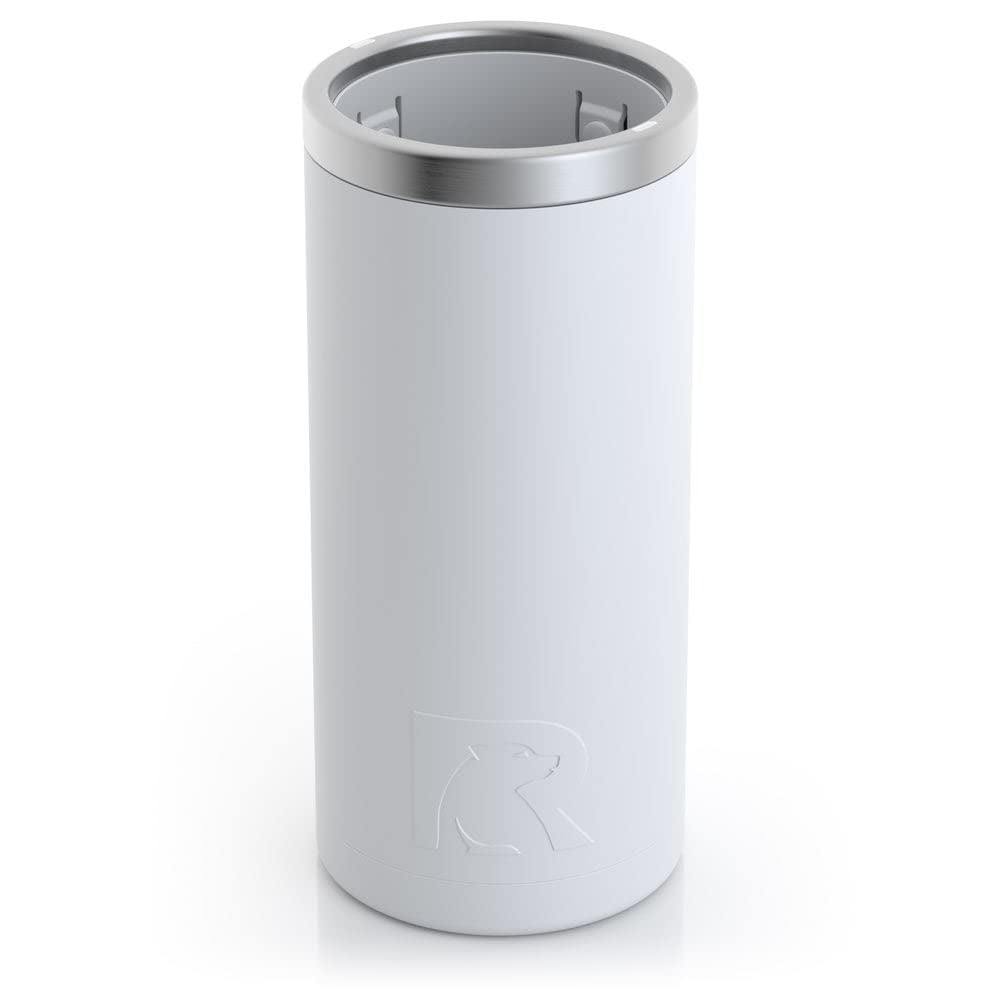 RTIC Skinny Can Cooler, Fits all 12oz Slim Cans, Chalk, Insulated Stainless Steel, Sweat-Proof, Keeps Cold Longer, Chalk