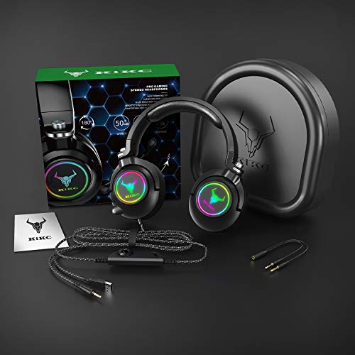 Kikc ET600 PS4 Headset,Stereo Gaming Headset for Xbox one, PS4, PS5, Xbox Series X, PC, Mac(Rotating Ear Shell Headphones, Storage Swivel Microphone)