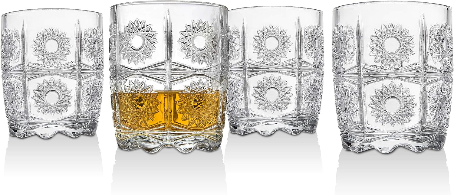 Five Piece Whiskey Decanter and Glasses Set,Clear