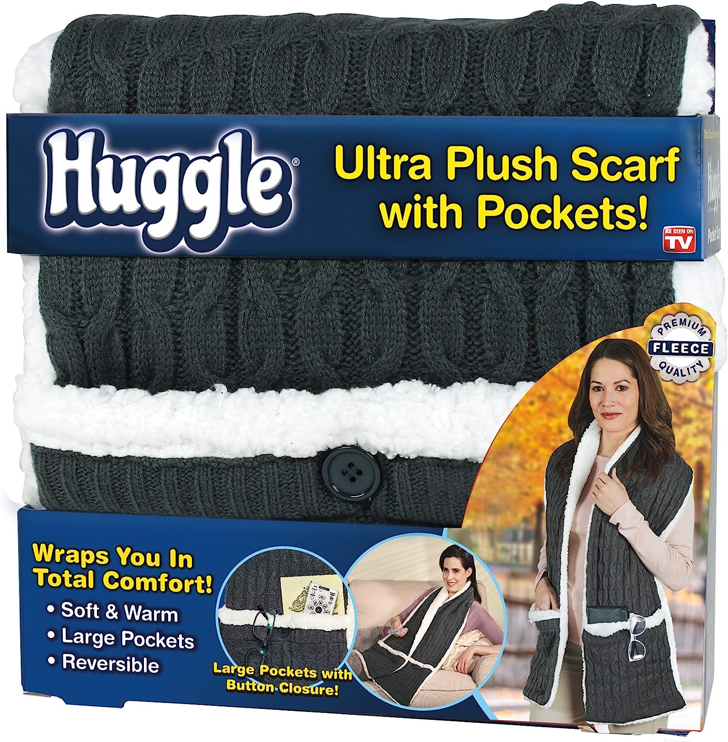 Ontel Huggle Scarf, Grey, One Size