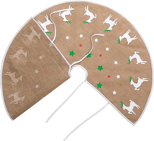 48in Burlap Reindeer Tree Skirt