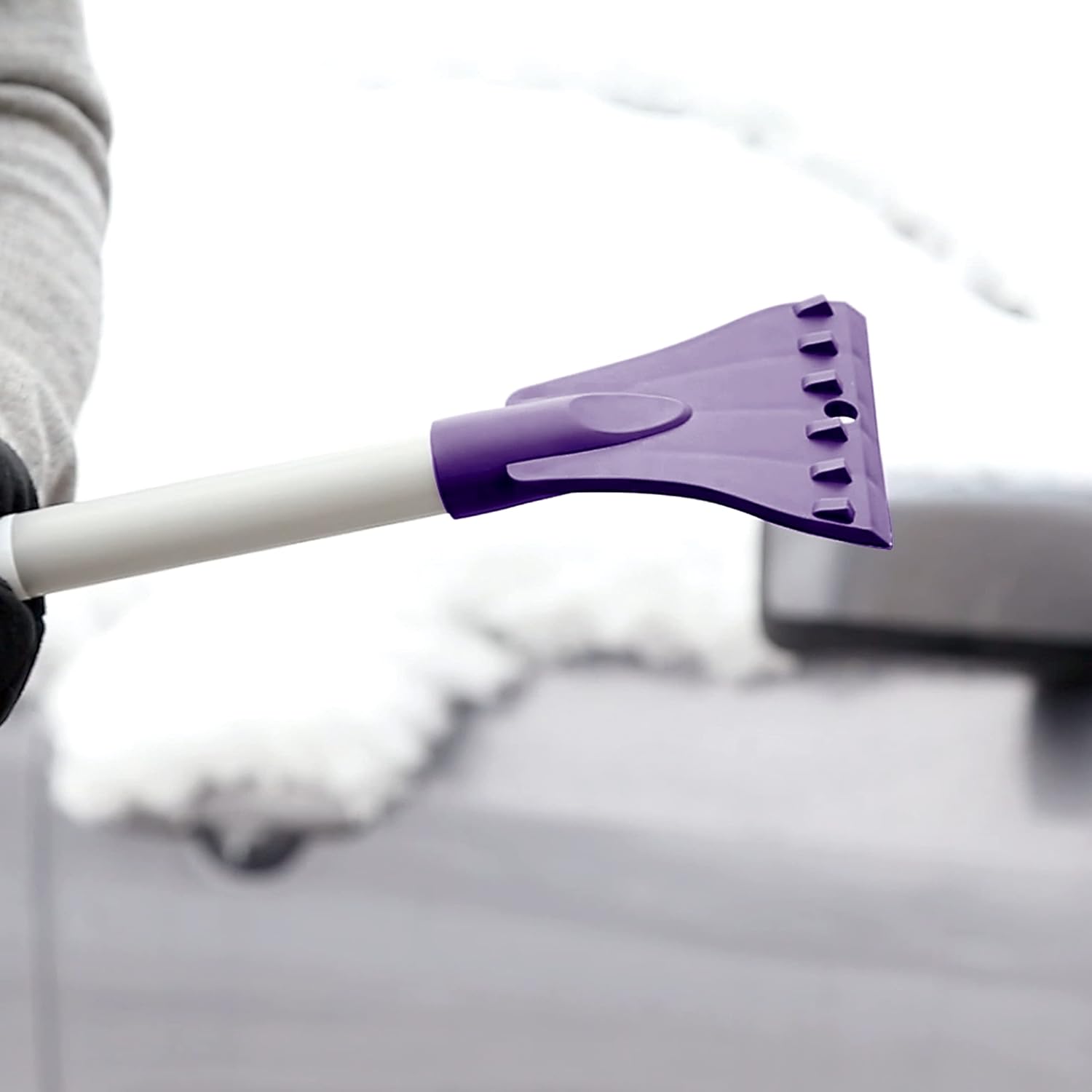 Snow Joe Jumbo Telescoping Snow Broom + Ice Scraper, Purple