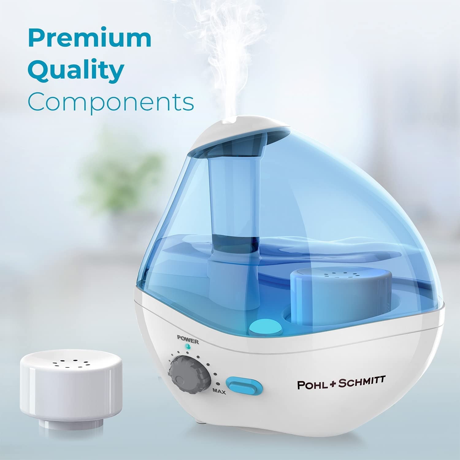 Pohl Schmitt Ultrasonic Humidifier, Whisper-Quiet Operation with Nightlight and Auto-Shut Off, Adjustable Mist, 16 hours Operating Time & Filter Included, 6 Pack