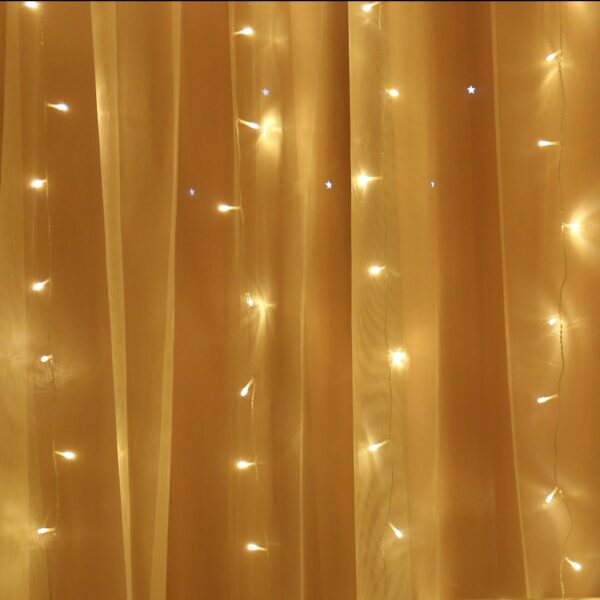 Brilliant Ideas Battery-Operated LED Curtain Lights, with 8- 2.75ft strands 64 warm white LED Lights, total length 4.6 ft