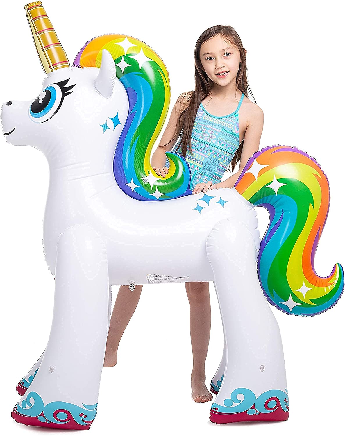 48'' Inflatable Unicorn Yard Sprinkler, Inflatable Water Toy, Summer Outdoor Fun, Lawn Sprinkler Toy for Kids