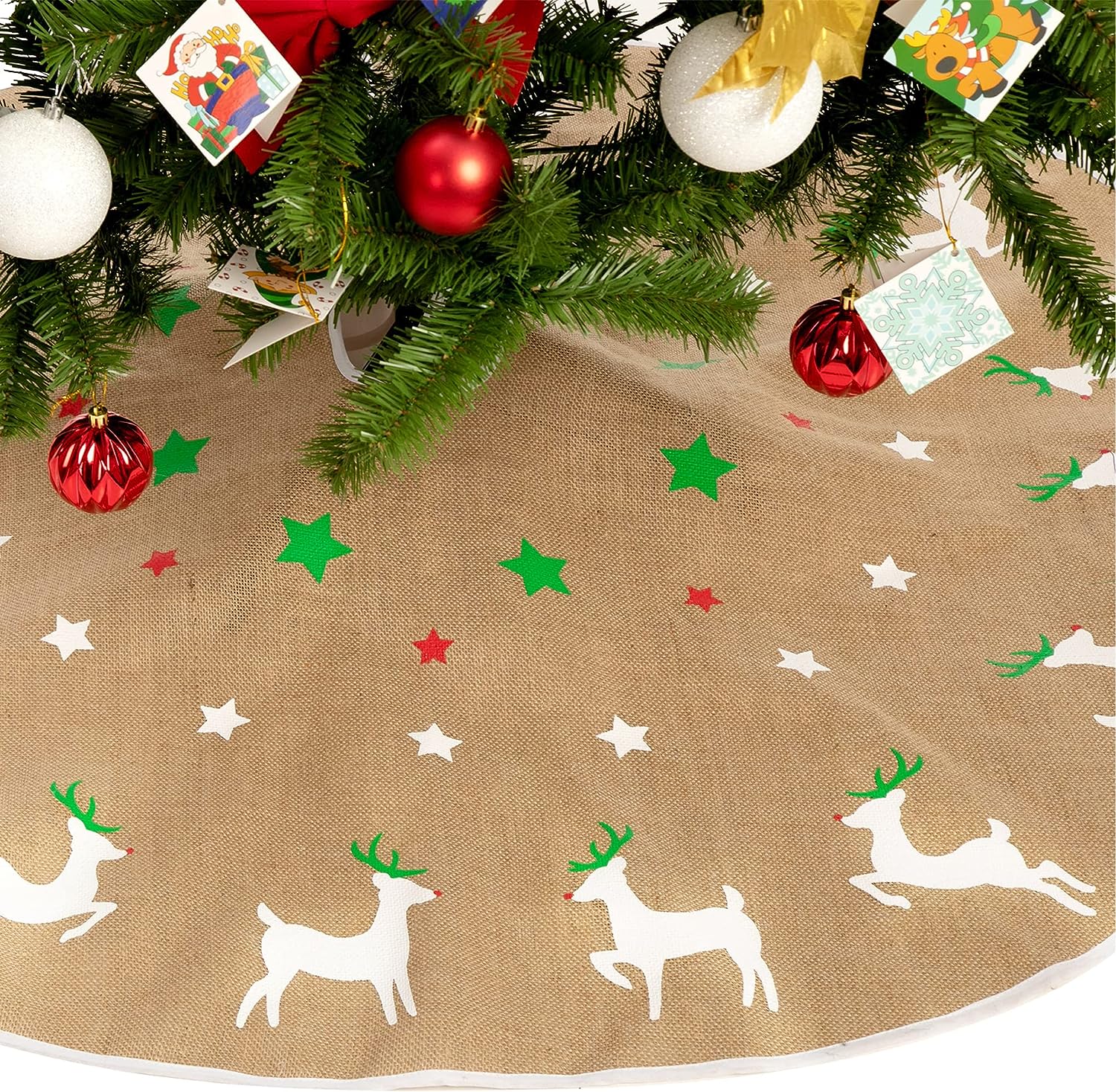 48in Burlap Reindeer Tree Skirt