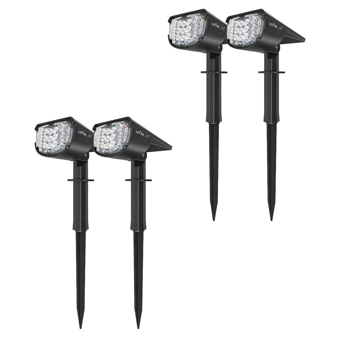 Litom Outdoor Solar Spotlights with USB Charging, 4 Pack