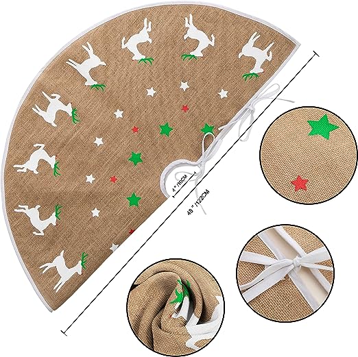 48in Burlap Reindeer Tree Skirt