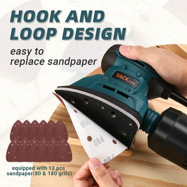 Tacklife PMS01AS Detail Mouse Sander with 12 Sandpapers