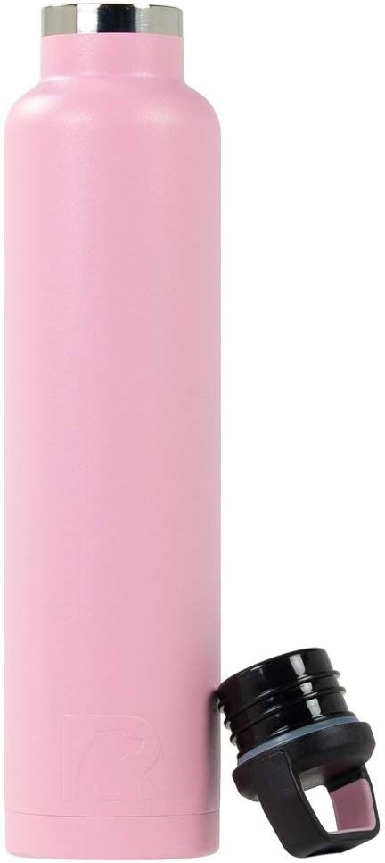 RTIC 26 oz Vacuum Insulated Water Bottle, Metal Stainless Steel Double Wall Insulation, BPA Free Reusable, Leak-Proof Thermos Flask for Hot and Cold Drinks, Travel, Sports, Camping, Flamingo Matte