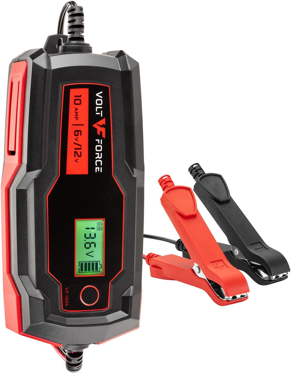 VoltForce 10A Battery Charger and Maintainer: Fully Automatic 6V and 12V Automotive Battery Charger for Cars, Motorcycle, ATVs, and More - Smart Battery Chargers VF-1004 6V & 12V 10 AMP