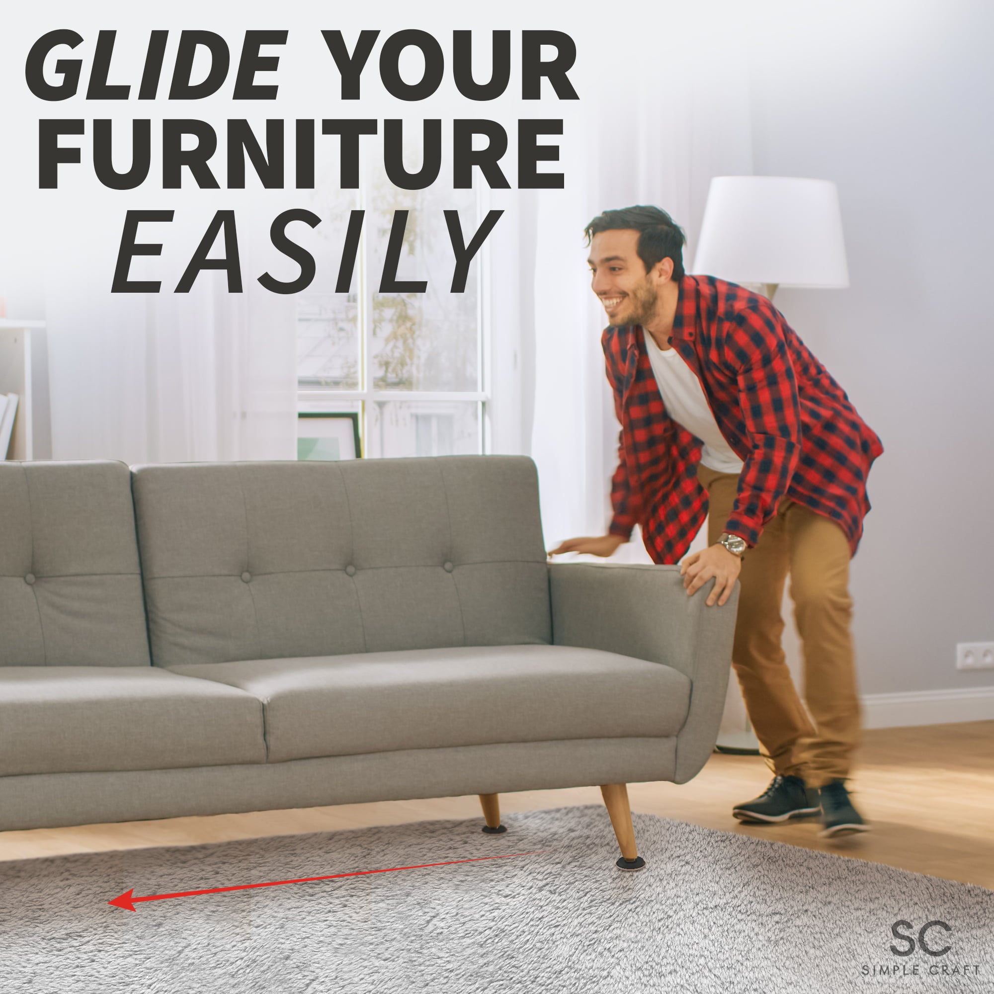 Simple Craft 16pcs Felt Furniture Sliders for Hardwood Floors 3 1/2" - Smooth Pads