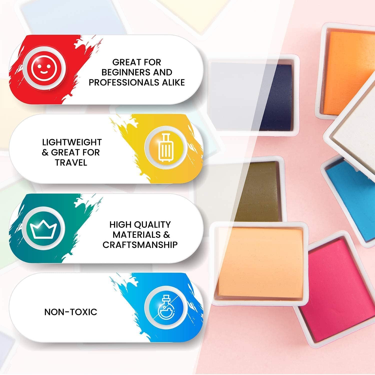 Paint Mark Forty-Eight Watercolor Paint Kit With 2 Blending Brush Pens & Twenty Sheets Water Color Paper, 2 Pack