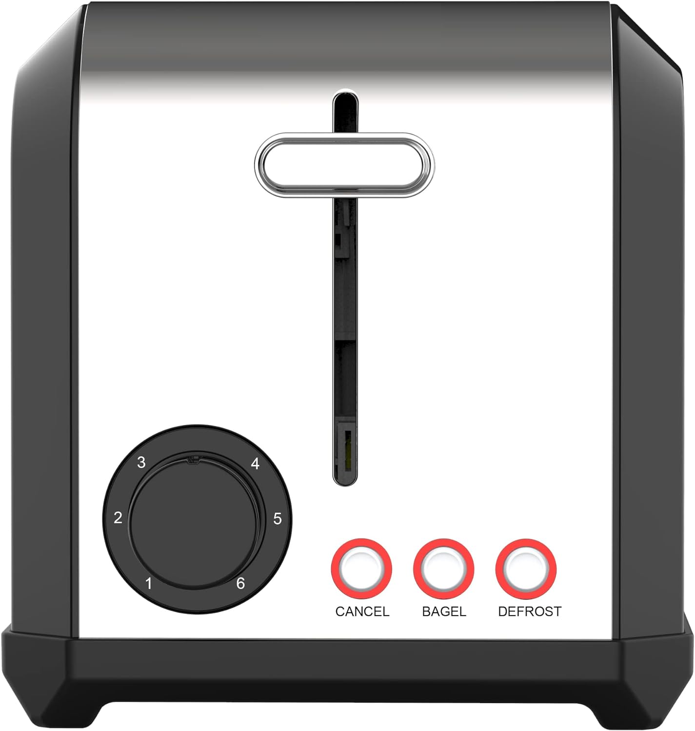 Homeart Disco 2-Slice Toaster - Stainless Steel With Removable Crumb Tray, Adjustable Browning Control With Multiple Settings to Cancel, Defrost and Bagel - 900W, Black