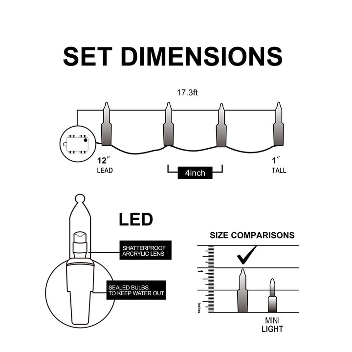 2x50 Multicolor LED Green Wire String Lights