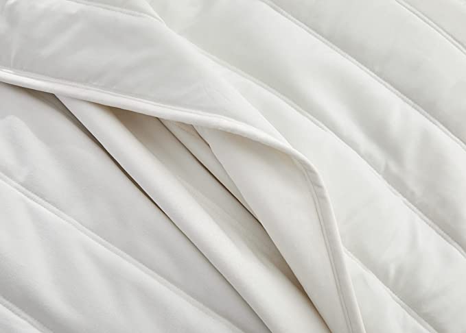 Tahari Home Ultra-Soft Quilted Velvet Bedding, Off White, Queen