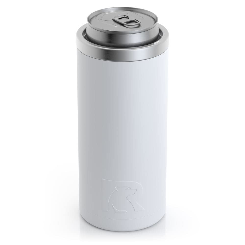 RTIC Skinny Can Cooler, Fits all 12oz Slim Cans, Chalk, Insulated Stainless Steel, Sweat-Proof, Keeps Cold Longer, Chalk