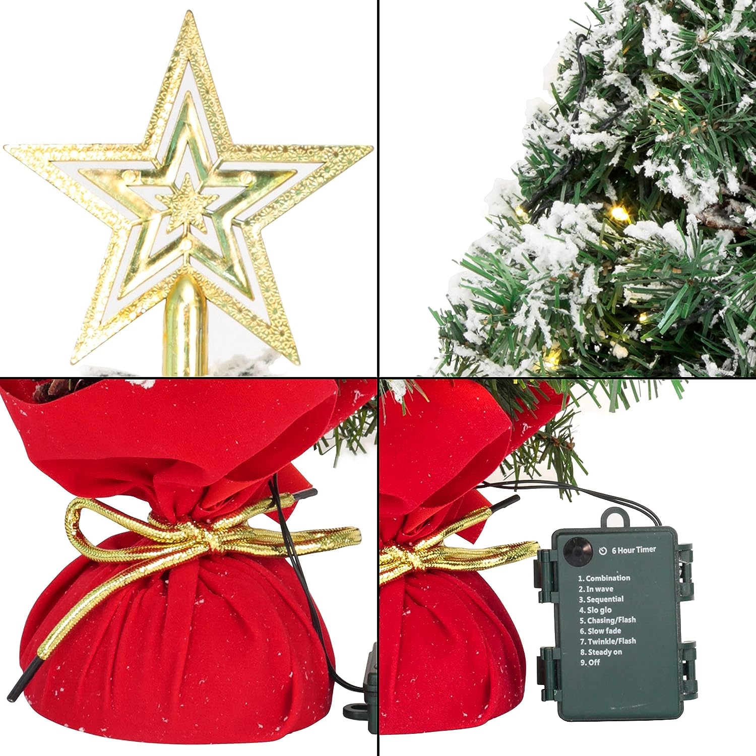 Joyin 24" Prelit Tabletop Christmas Tree with LED Lights, Artificial Mini Christmas Tree with Holly Berries and Pine Cones, Ornaments for Home and Office Holiday Season Decorations