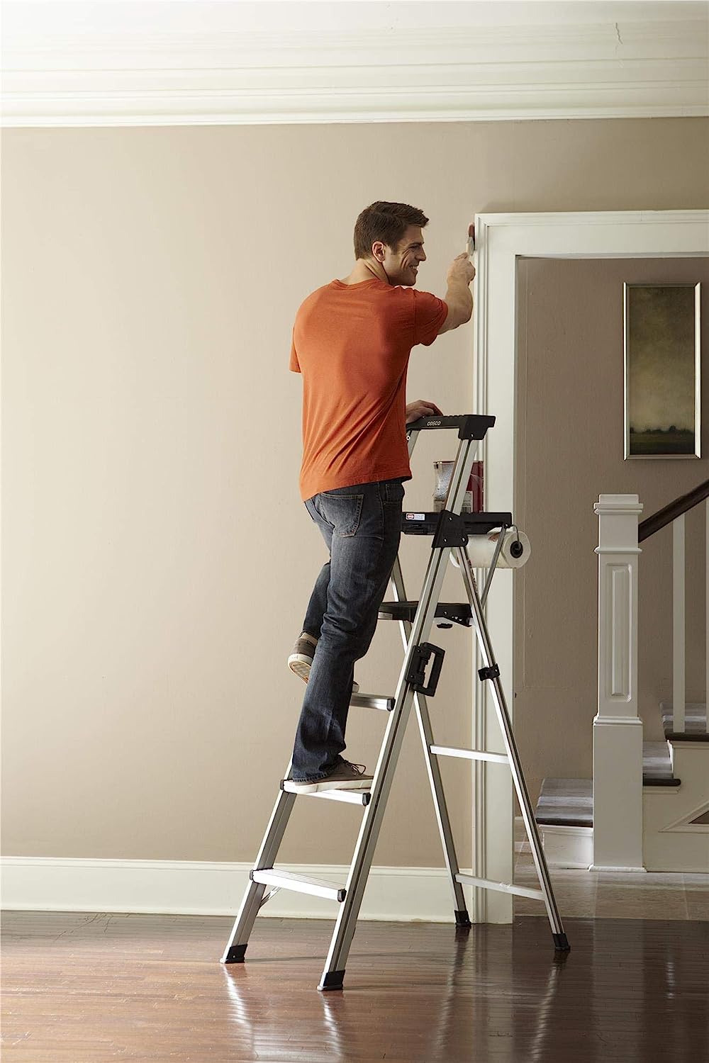 COSCO Signature Series Step Ladder, 6ft, (Aluminum/Black)