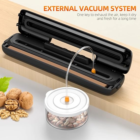 FOCHEA-Vacuum Sealer Machine - Food Vacuum Sealer Automatic Air Sealing System for Food Storage Dry and Moist Food Modes Compact Design
