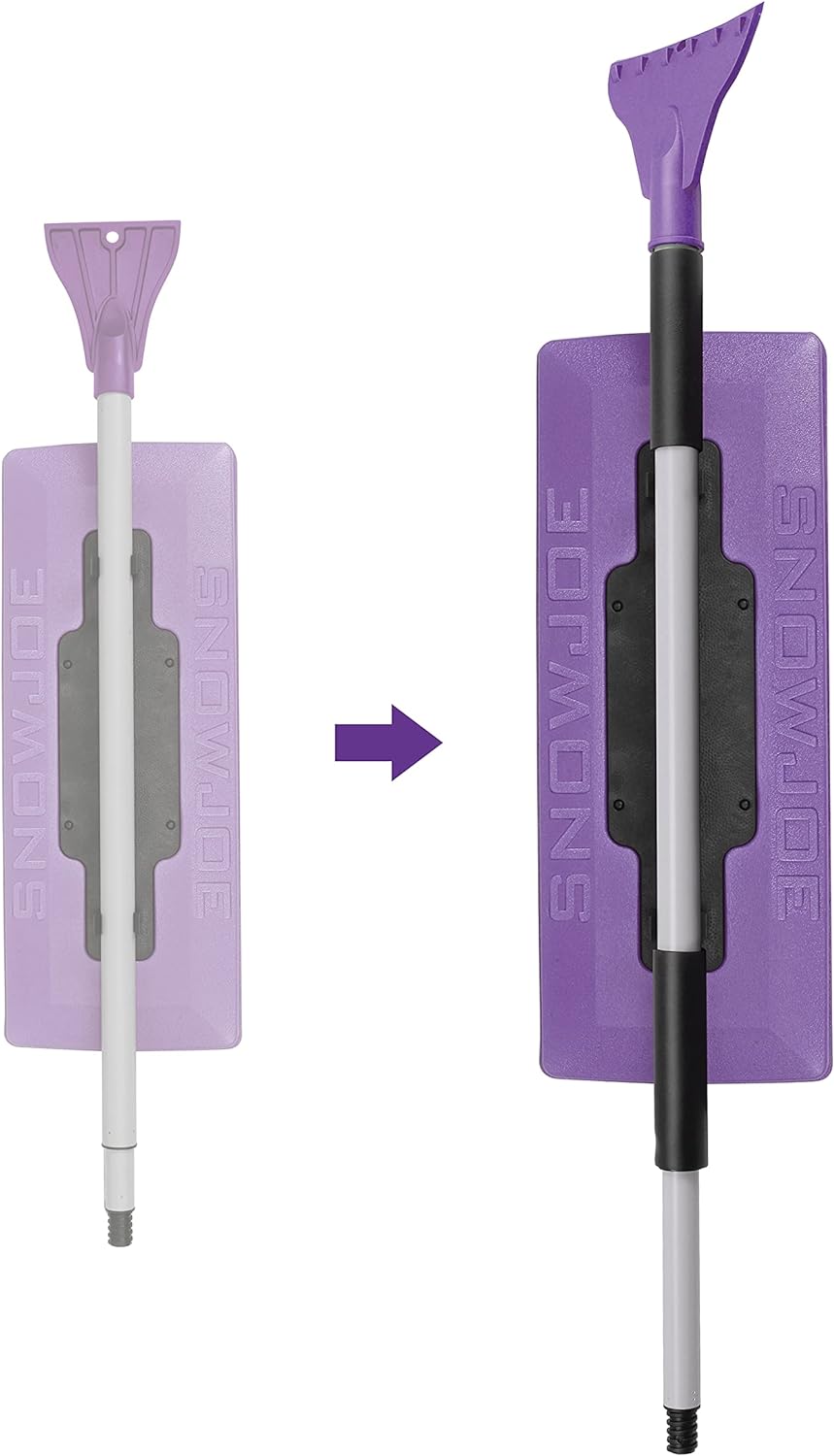 Snow Joe Jumbo Telescoping Snow Broom + Ice Scraper, Purple