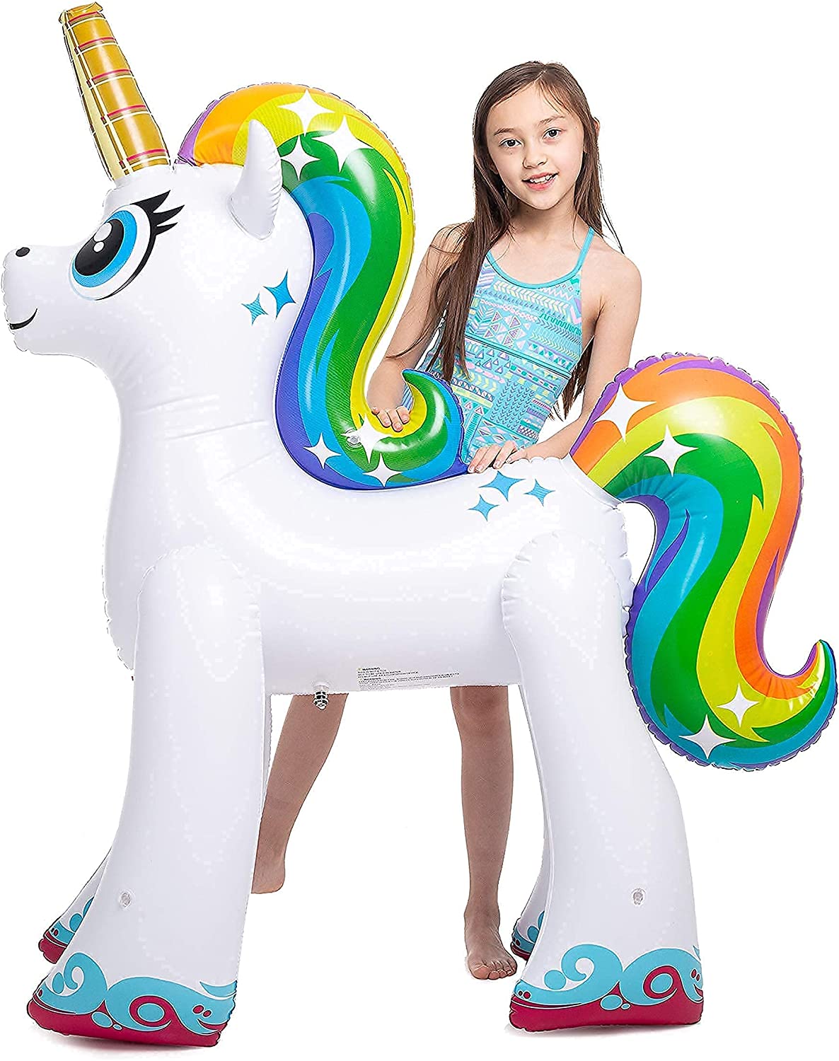 48'' Inflatable Unicorn Yard Sprinkler, Inflatable Water Toy, Summer Outdoor Fun, Lawn Sprinkler Toy for Kids
