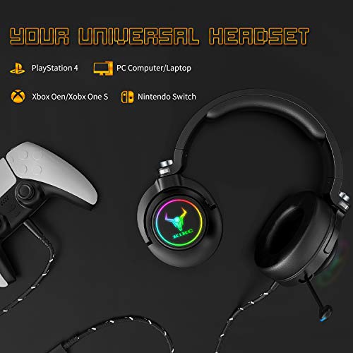 Kikc ET600 PS4 Headset,Stereo Gaming Headset for Xbox one, PS4, PS5, Xbox Series X, PC, Mac(Rotating Ear Shell Headphones, Storage Swivel Microphone)