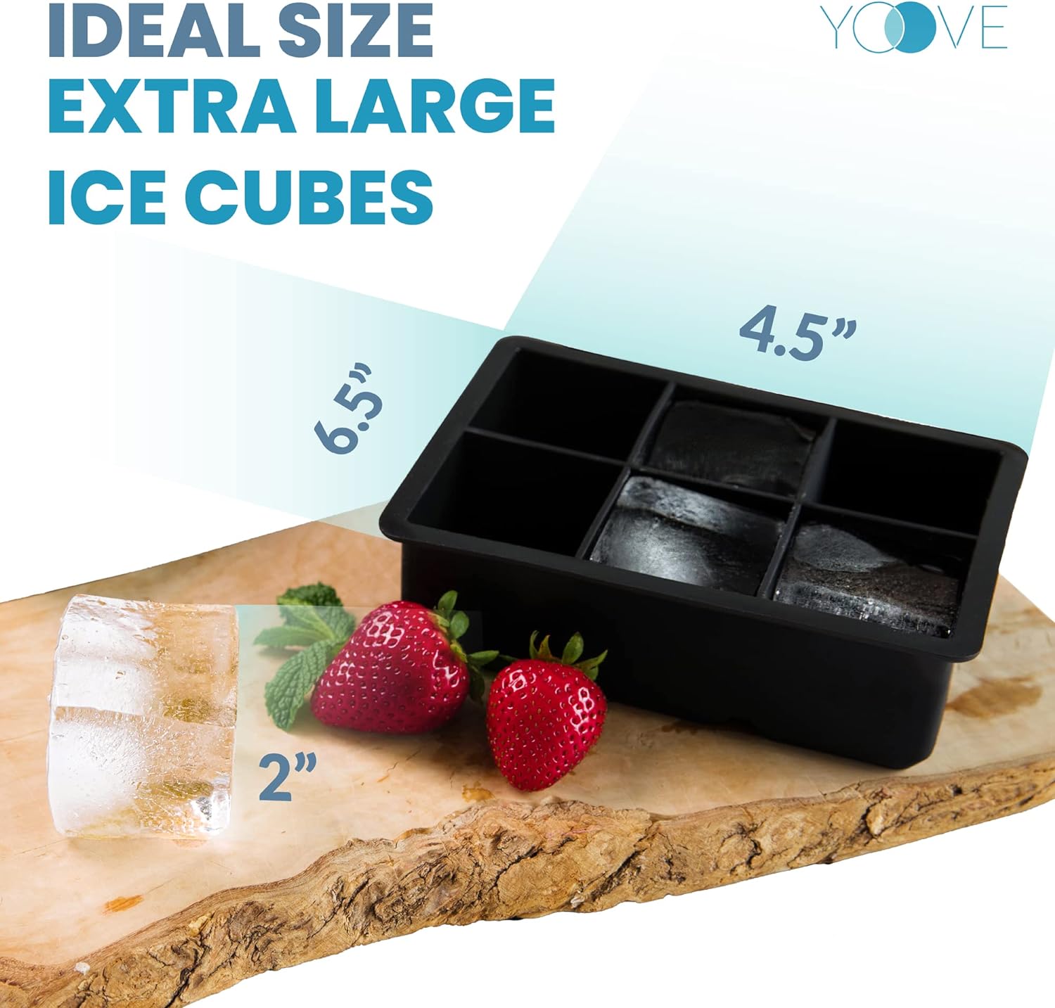 Extra Large Ice Cube Tray with Lid (Pack of 2)