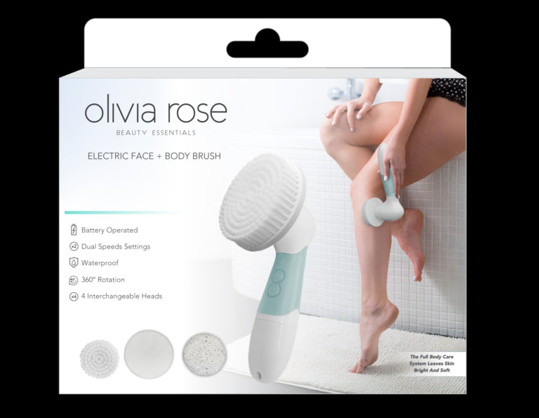 Olivia Rose Electric Facial + Body Brush, White/Mint