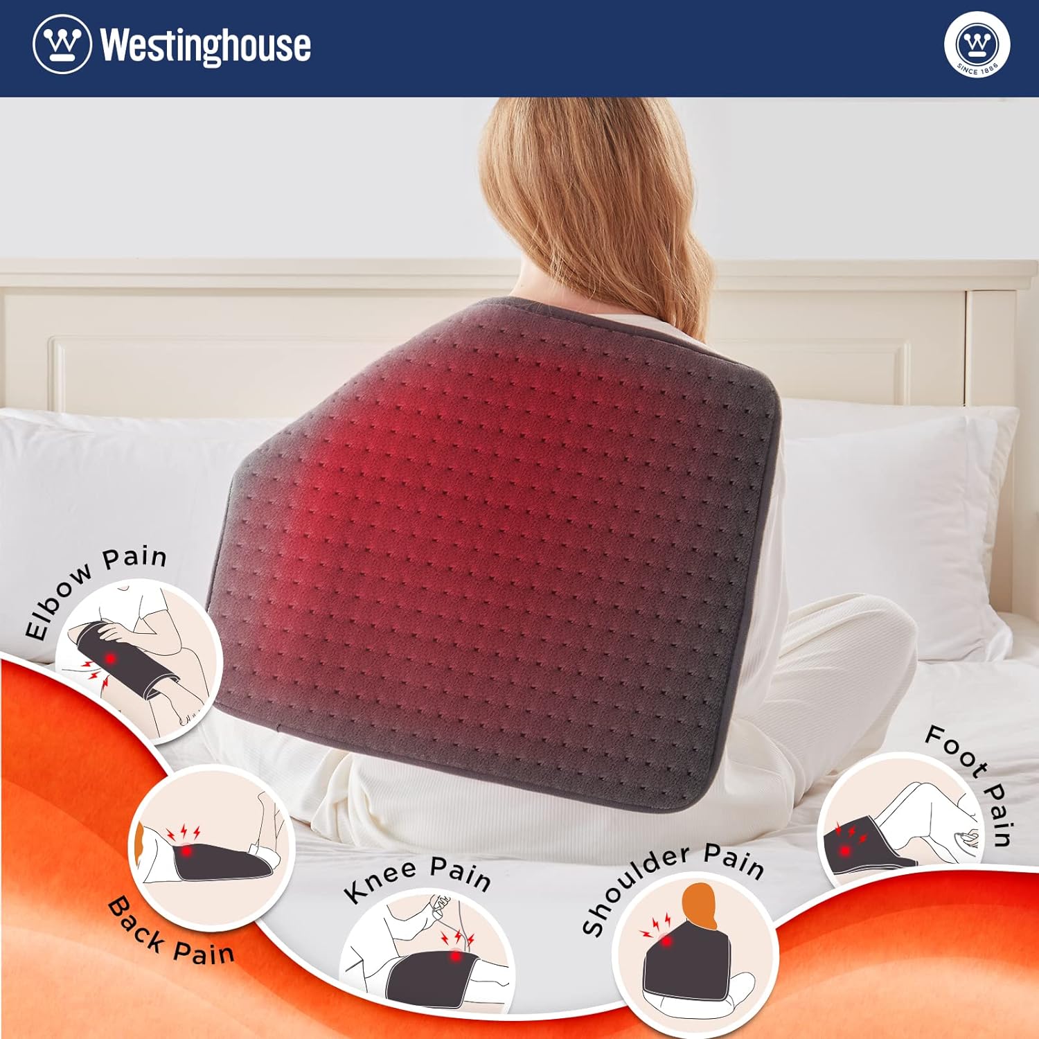 Westinghouse 20x24 Inch Electric Heating Pad for Back Pain Relief