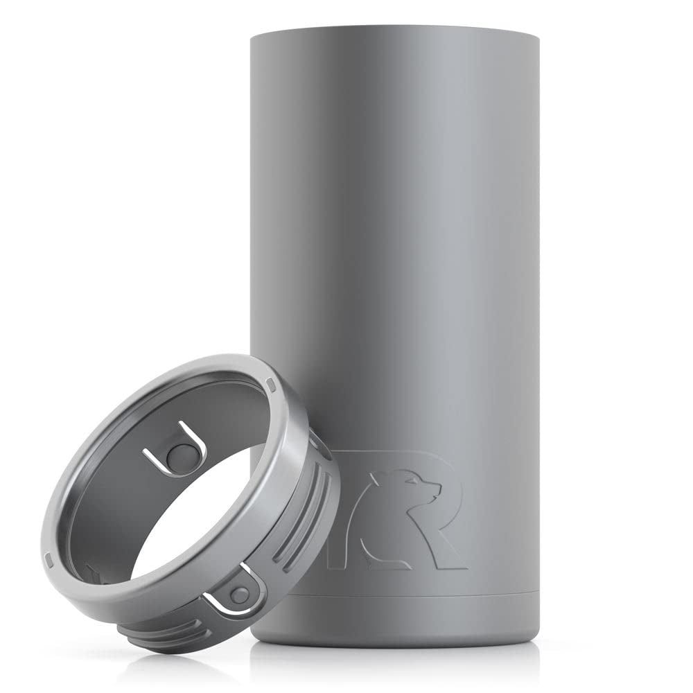 RTIC Skinny Can Cooler, Fits all 12oz Slim Cans, Insulated Stainless Steel, Sweat-Proof, Keeps Cold Longer, Graphite