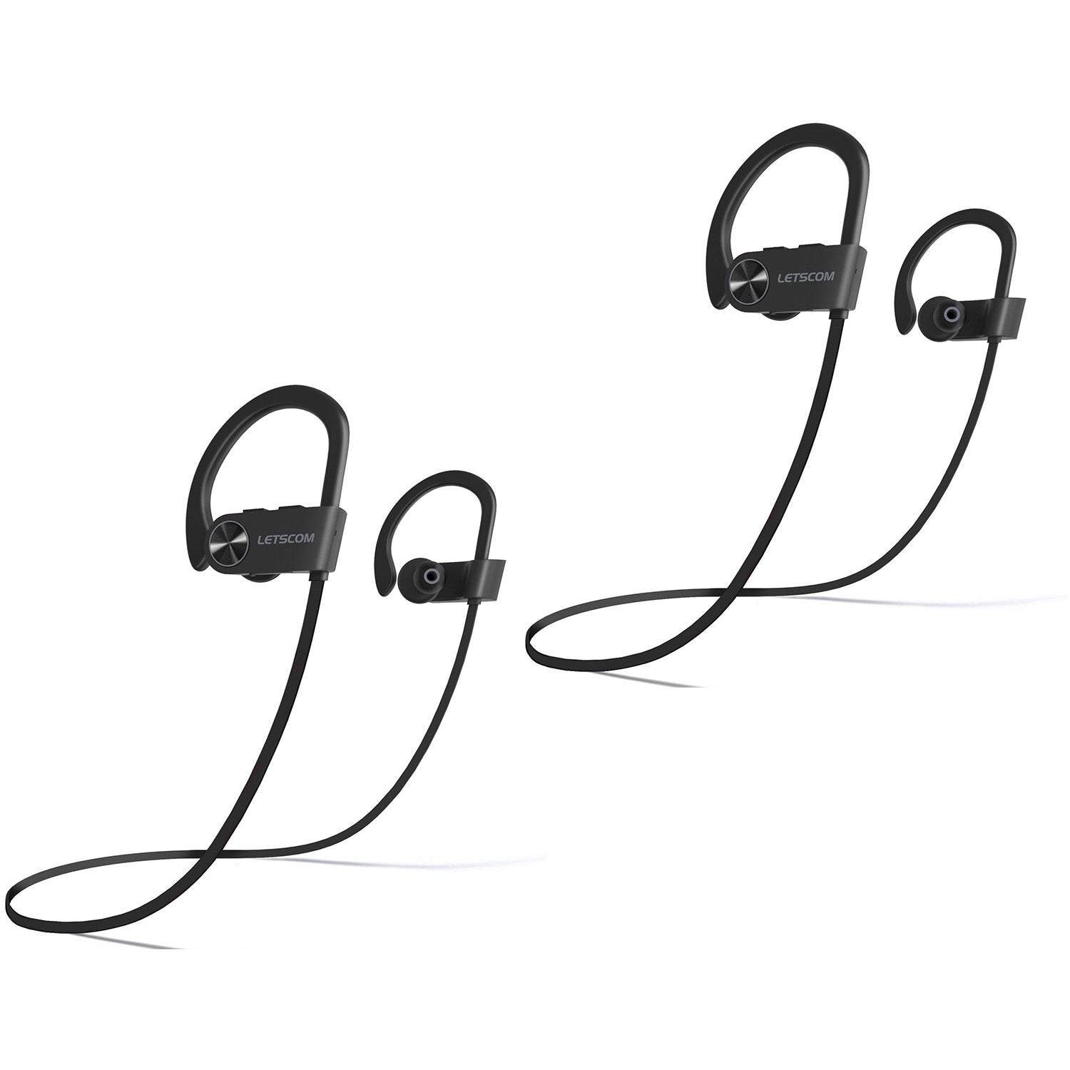 LETSCOM U8I Bluetooth Headphones V5.0 IPX7 Waterproof with HiFi Bass, 2 Pack