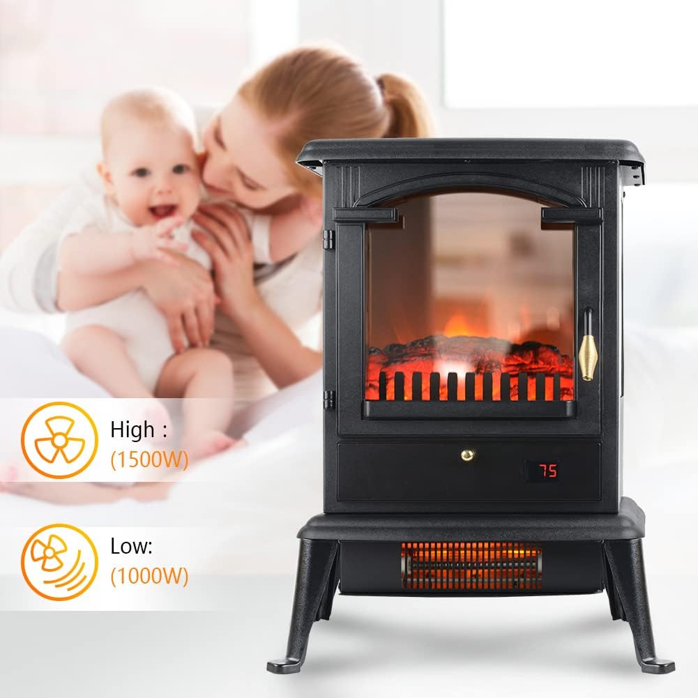 Voltorb Electric Fireplace Heater with Remote, 1000W/1500W