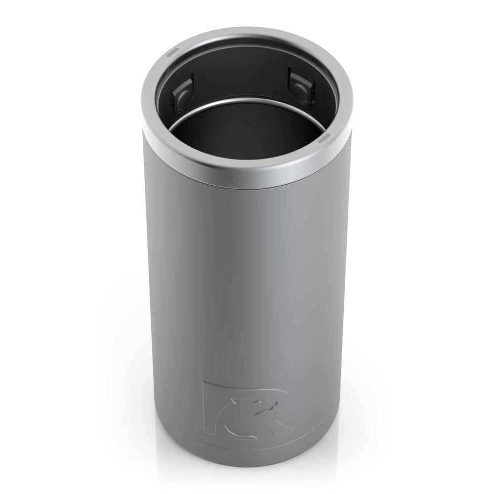 RTIC Skinny Can Cooler, Fits all 12oz Slim Cans, Insulated Stainless Steel, Sweat-Proof, Keeps Cold Longer, Graphite