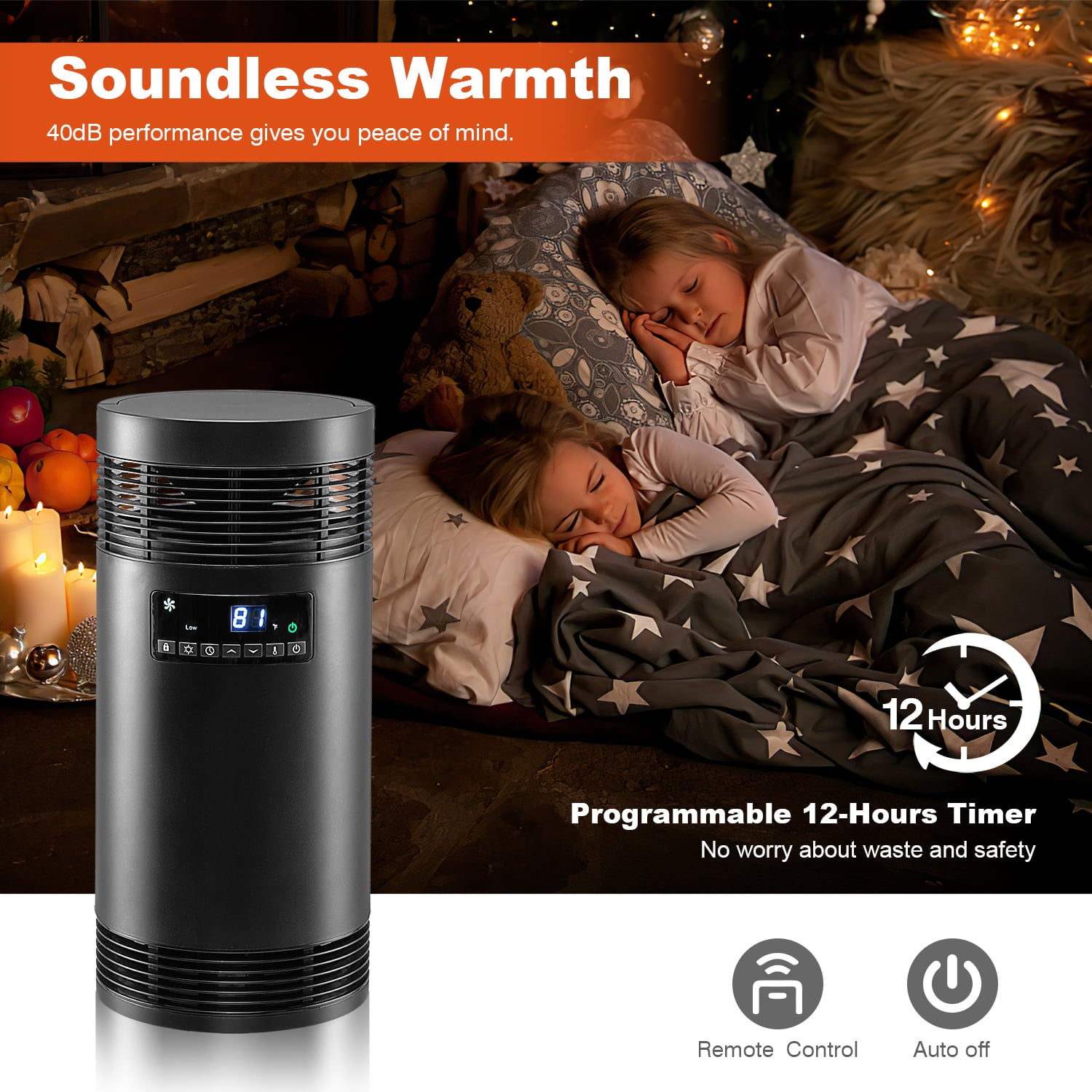 Wewarm 360 Digital Surround Space Heater, 1500W Ceramic Electric Heater with Thermostat