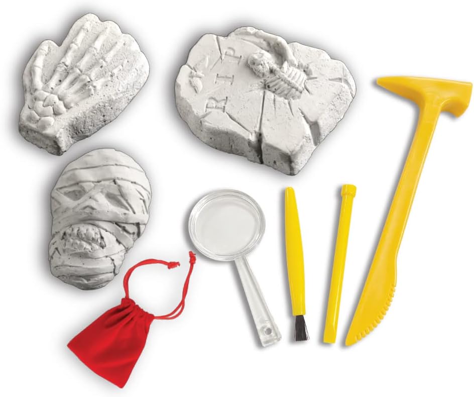 AMAV toys Treasure Hunt Mummy Theme  dig Blocks with Creative Surprise in Each Block. Get Your Mummy Out of The Blocks, Mummy Skeleton Fossil Archaeology Excavation Kit. Age 6 and Above